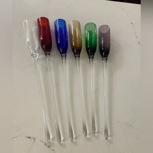 Set of Six Colorful Champagne Flutes